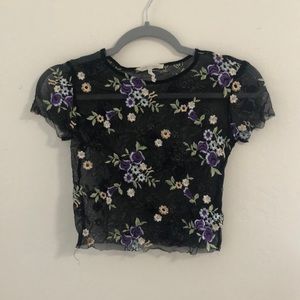 Floral sheer crop top